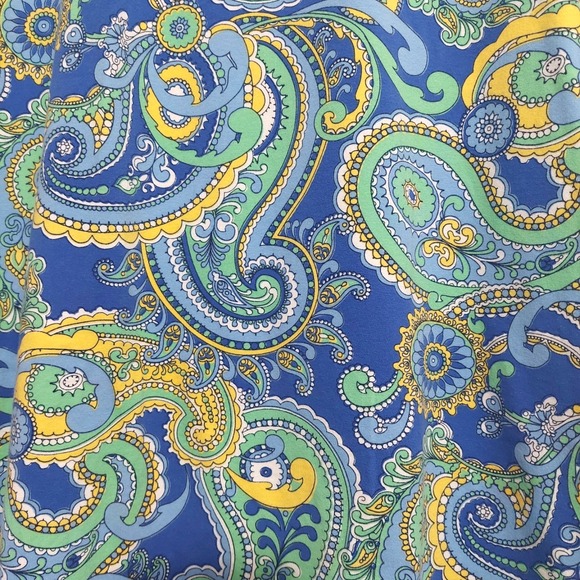 Talbots  Womens Stretch Cotton Tee Top Short Sleeve Paisley Multicolor Casual - Picture 3 of 8